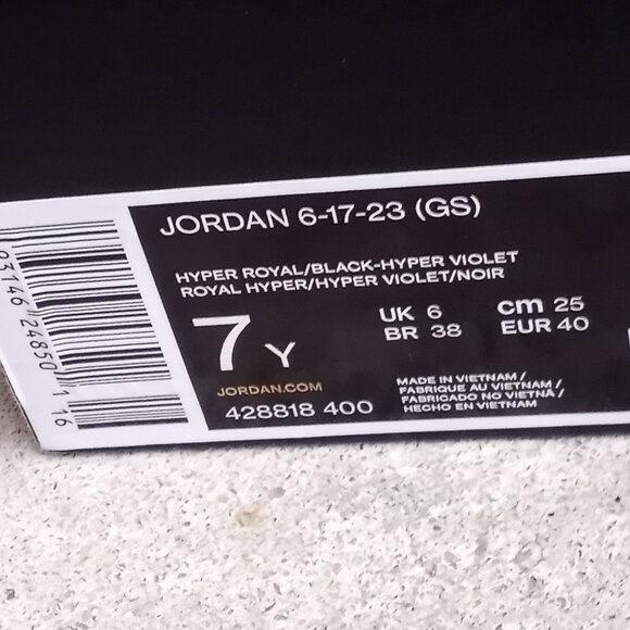 Jordan 6-17-23 GS 'Hyper Royal Hyper Violet Sneakers - Size: 7 (Boys) - Picture 5 of 9